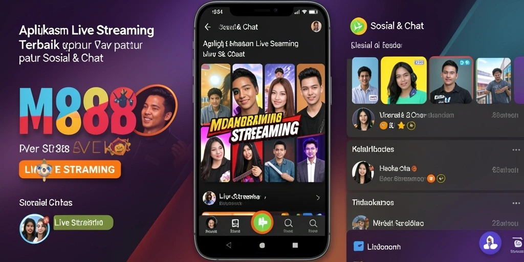 Tampilan antarmuka aplikasi MR888 saat live streaming dengan fitur interaksi.
