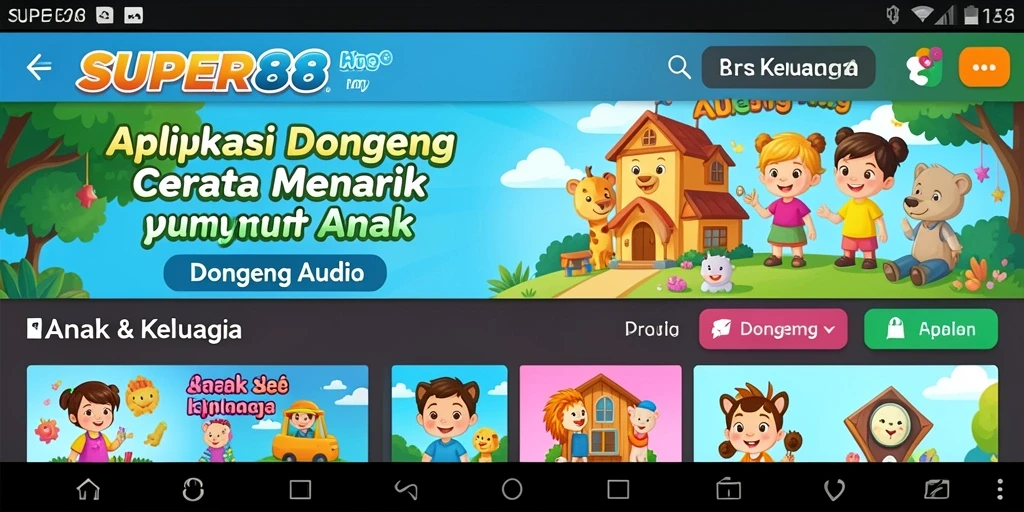 Antarmuka aplikasi SUPER88 menampilkan pilihan cerita yang menarik dan informatif.