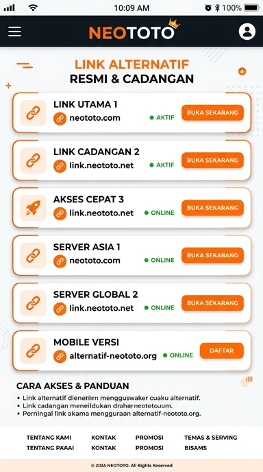 Tampilan link alternatif neototo