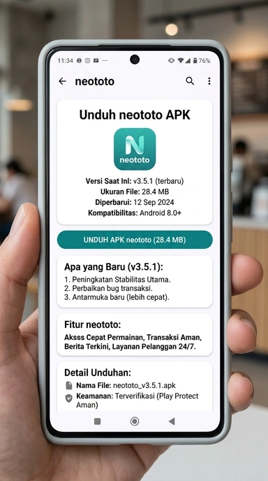 Tampilan halaman APK neototo
